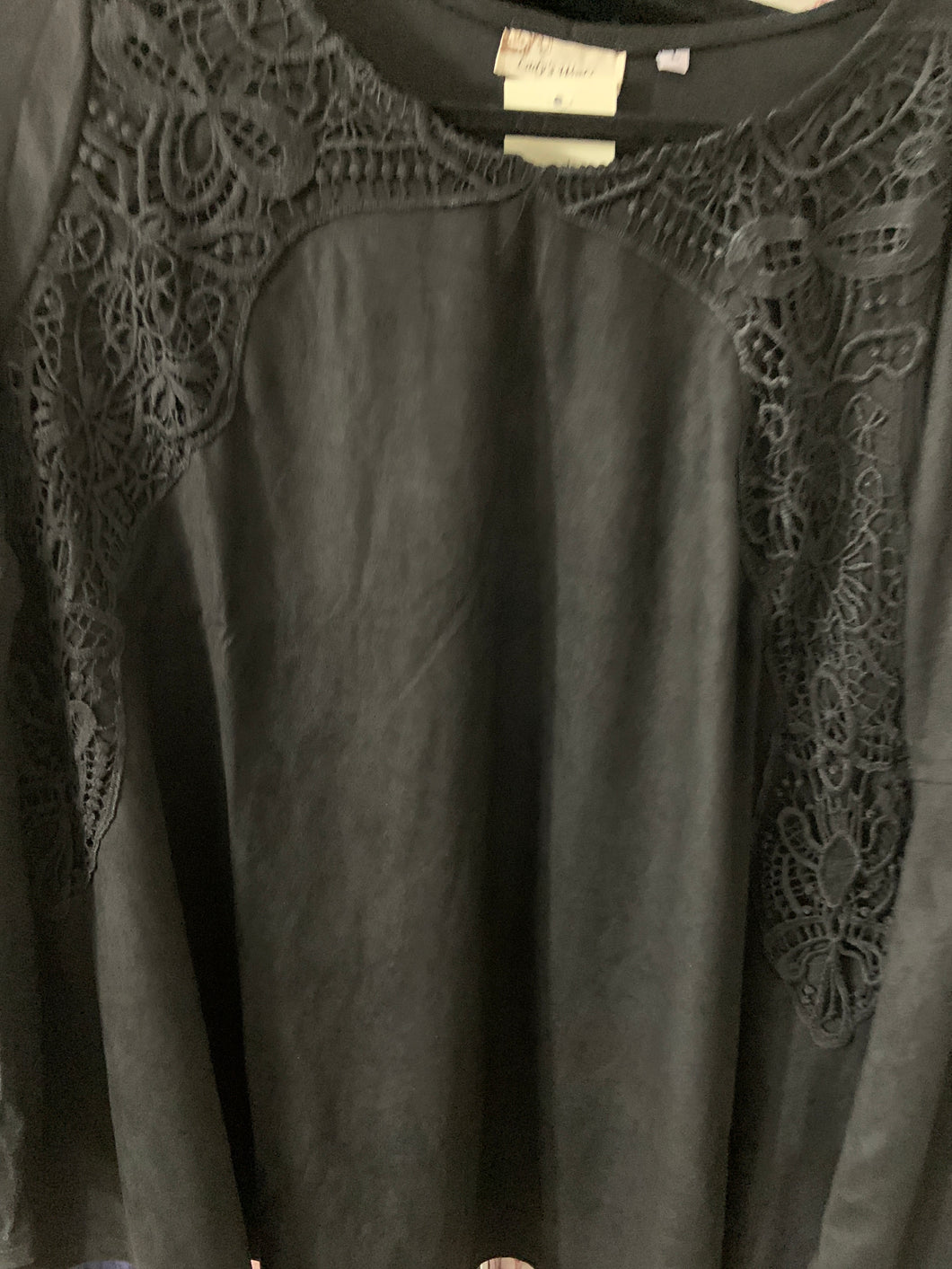 Black with suede Feel crochet top