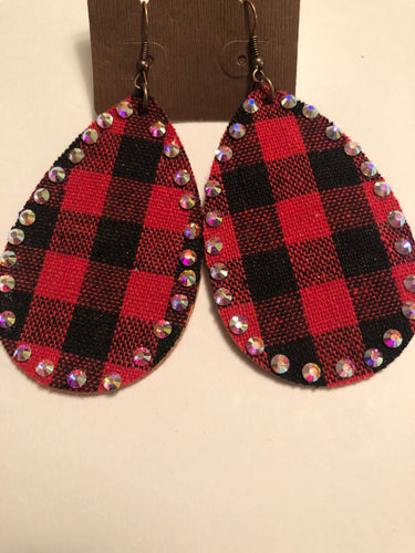 Earrings lg teardrop buffalo print