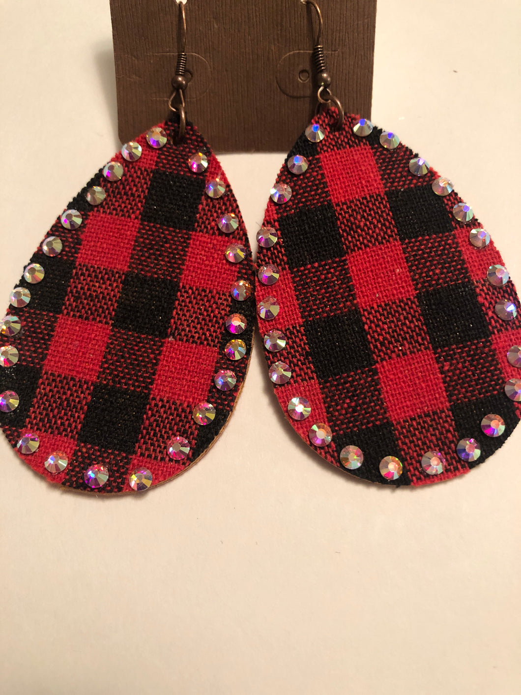 Earrings lg teardrop buffalo print