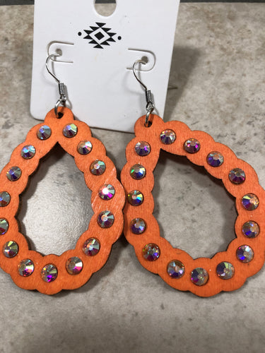 Orange bling earrings