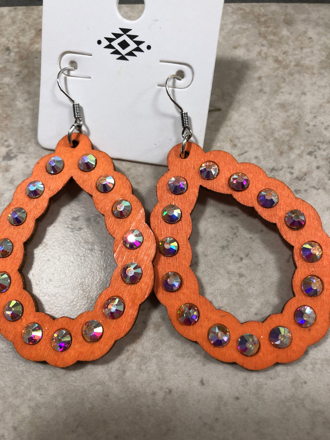 Orange bling earrings