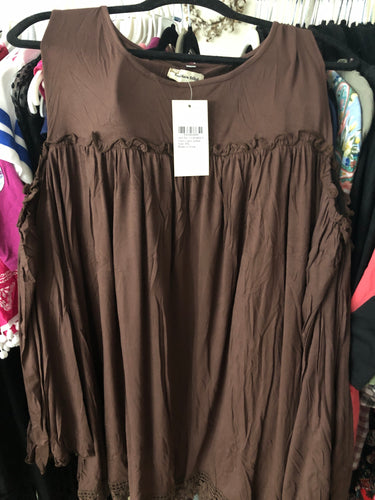 Brown cold shoulder top