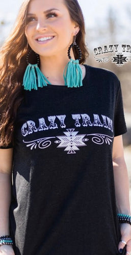 Crazy Train graphic tee black silver sparkles