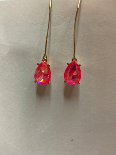 Hot pink translucent dangling earrings