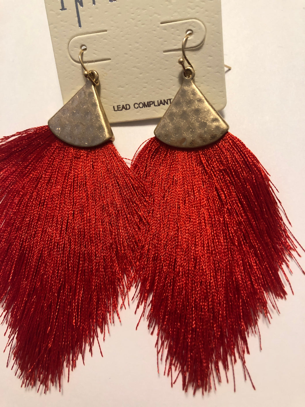 Red tassel earrings