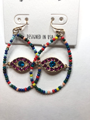 Beaded eye earrings