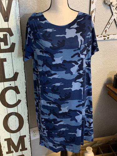 Blue Camo t-shirt dress