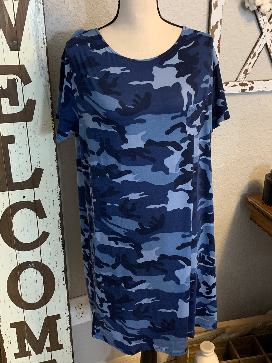 Blue Camo t-shirt dress