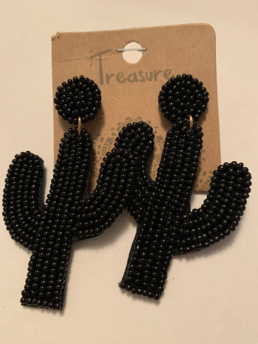 Earrings black cactus