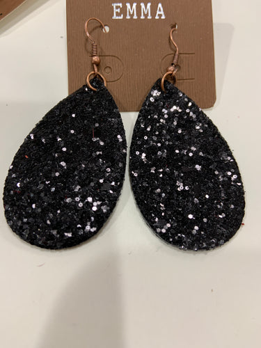 Black bling teardrops earrings
