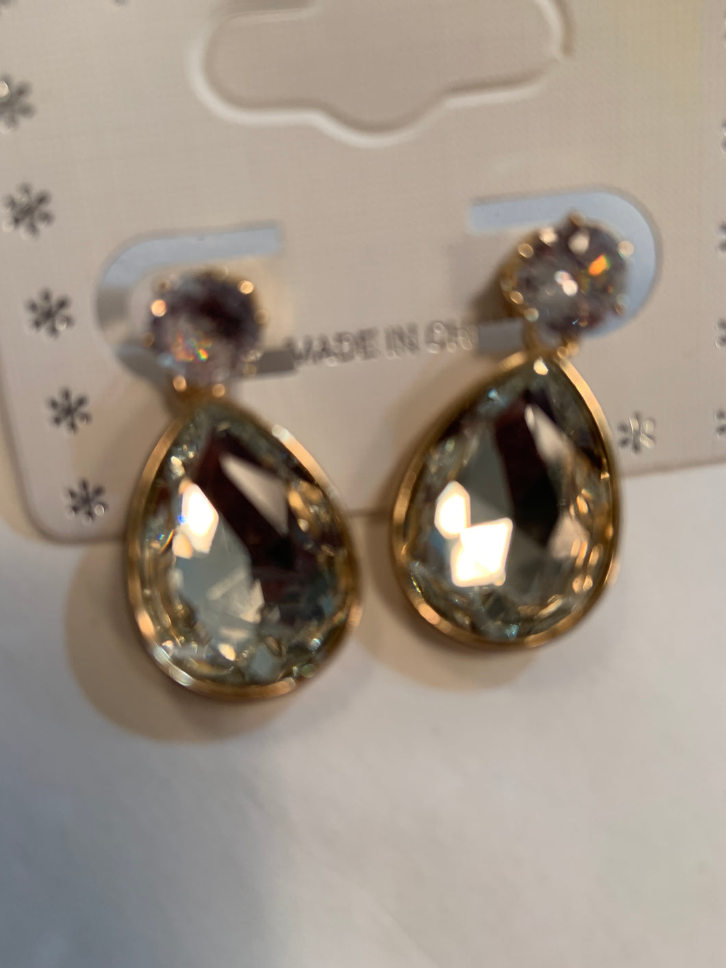 Clear glass post back earring