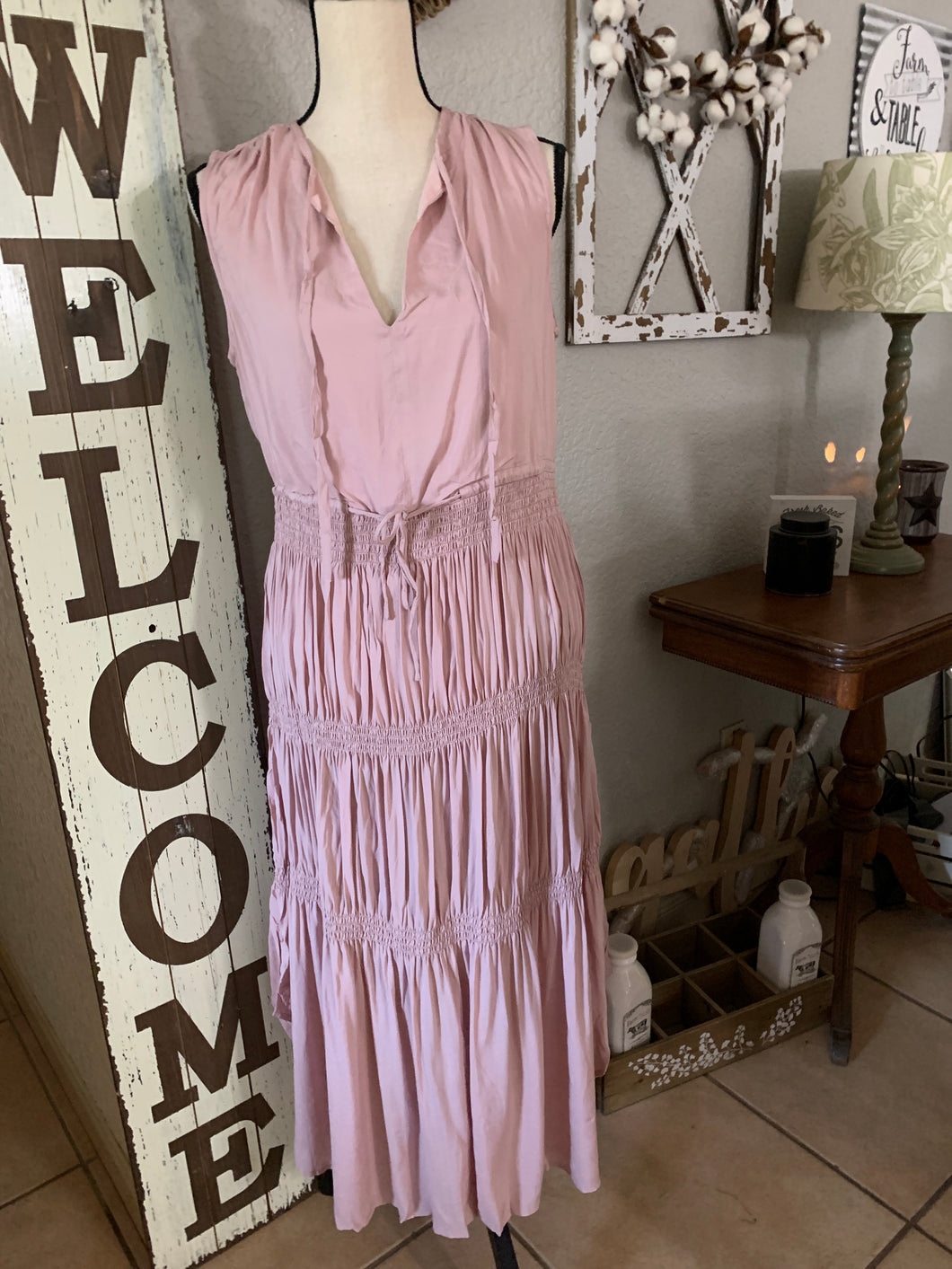 Mauve flows woven dress 100 rayon