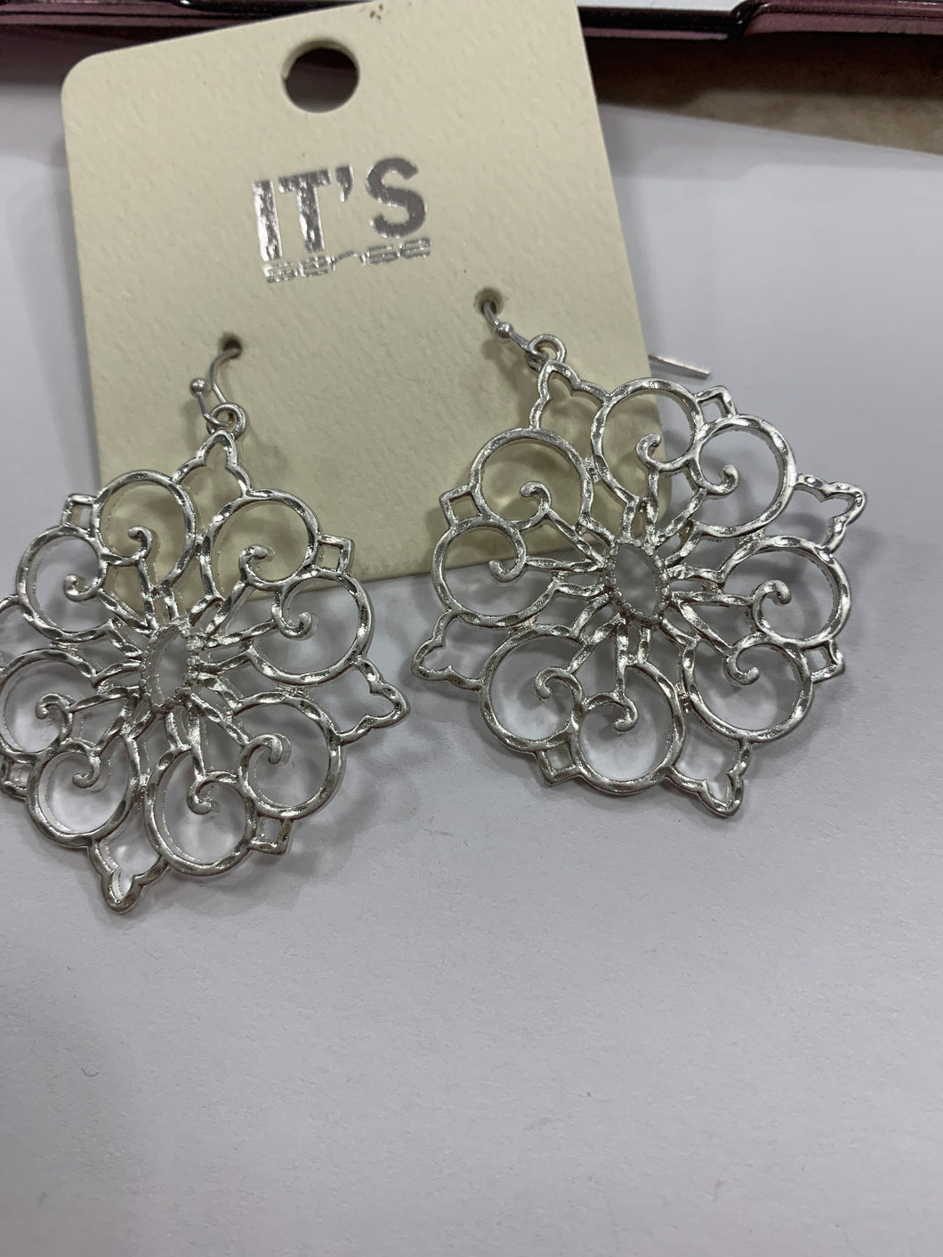 Silver medallion earrings