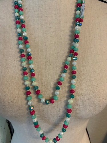 Multicolor mint white pink beads