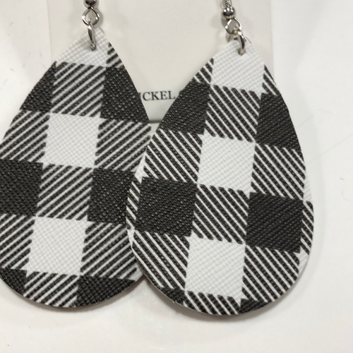 Black plaid earrings
