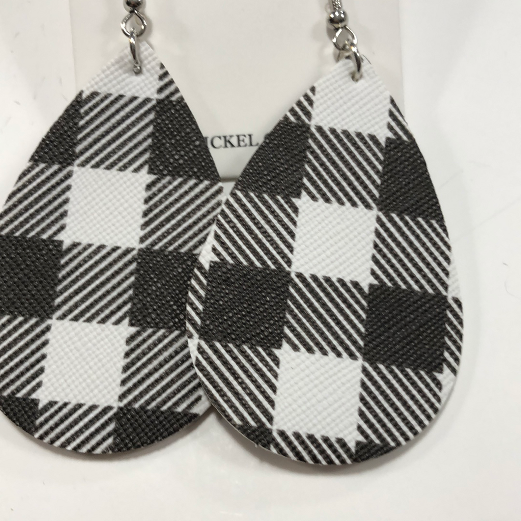 Black plaid earrings