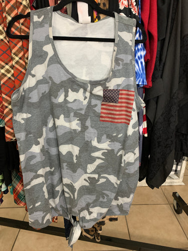 Camo with american flag tank