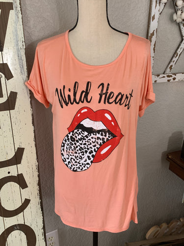 Peach wild heart top