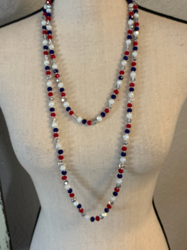 Red/white/blue/silver beads