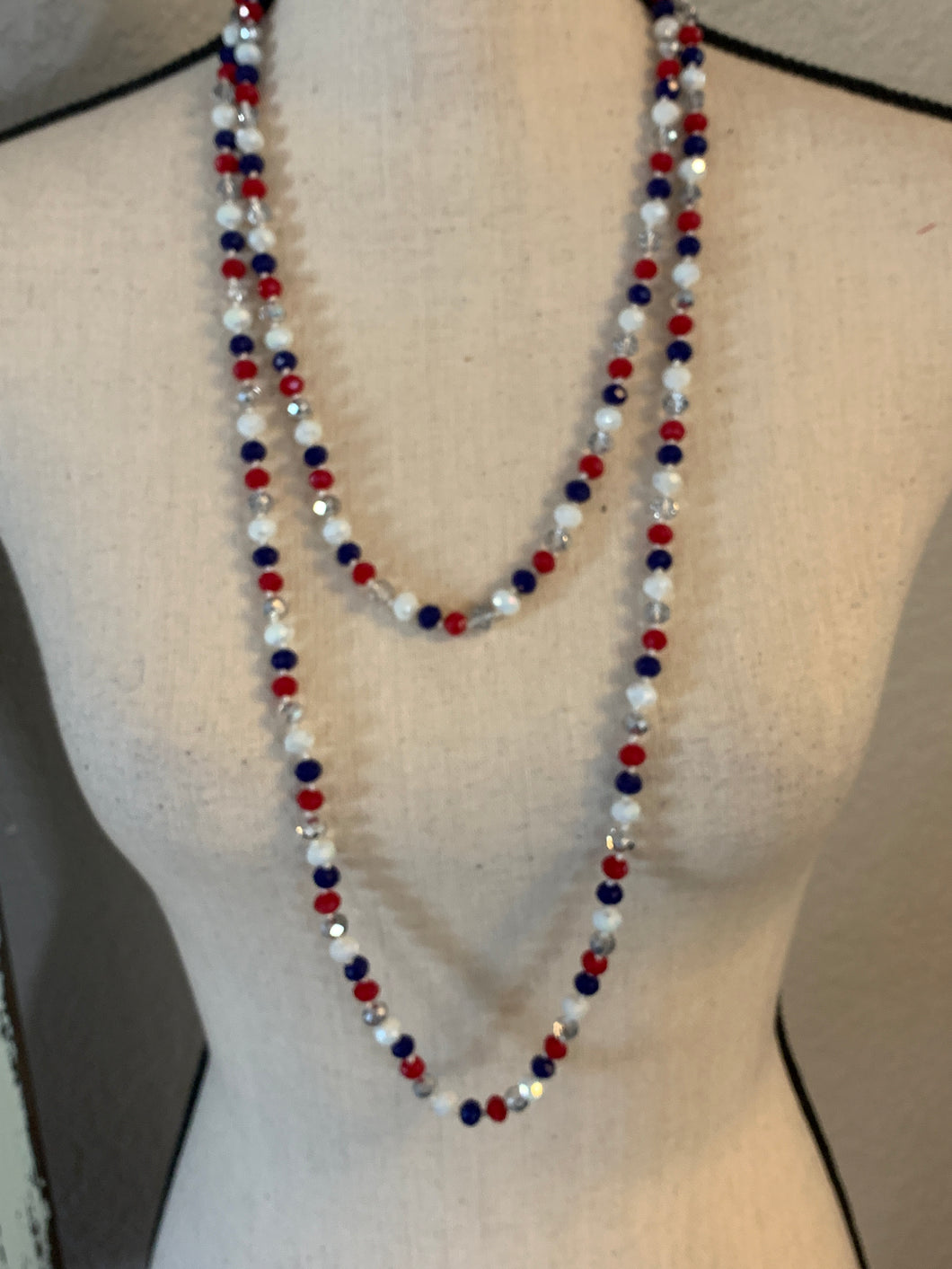 Red/white/blue/silver beads
