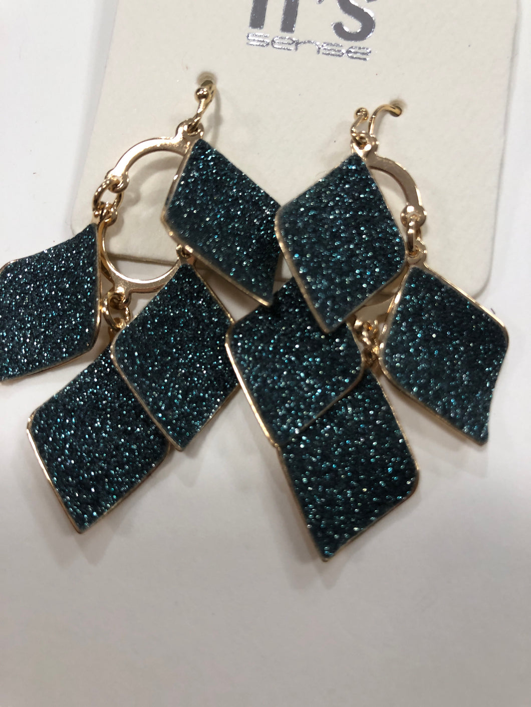 Teal glitter earrings
