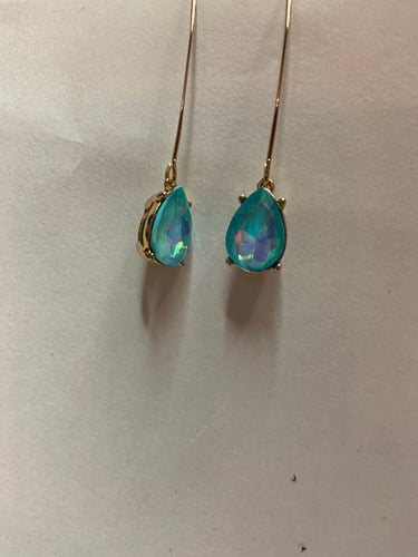 Blue translucent hanging earring
