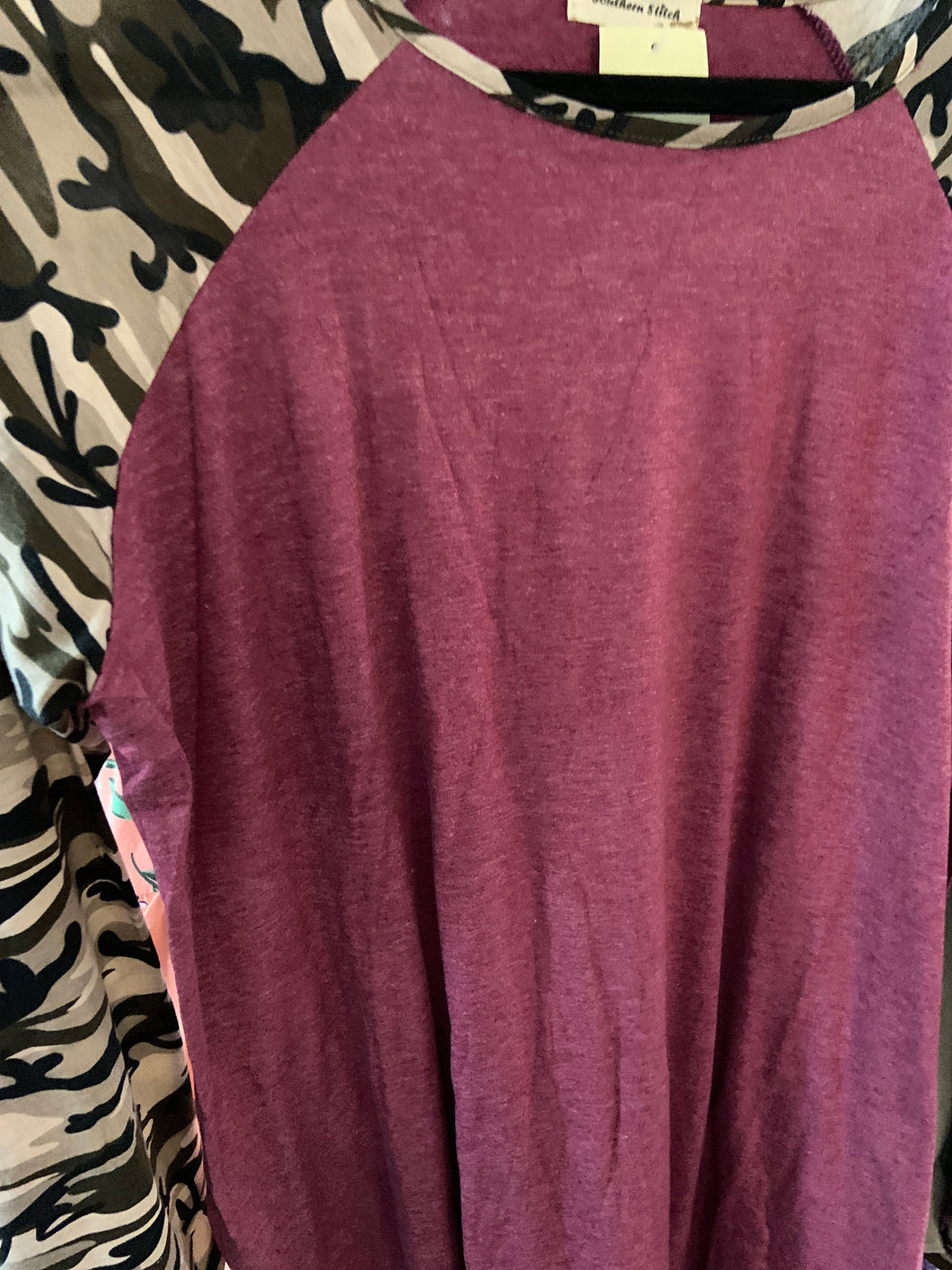 Burgundy camo top