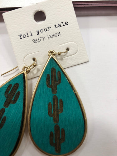 Turquoise cactus earrings
