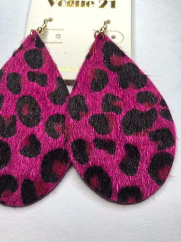Pink cheetah earrings