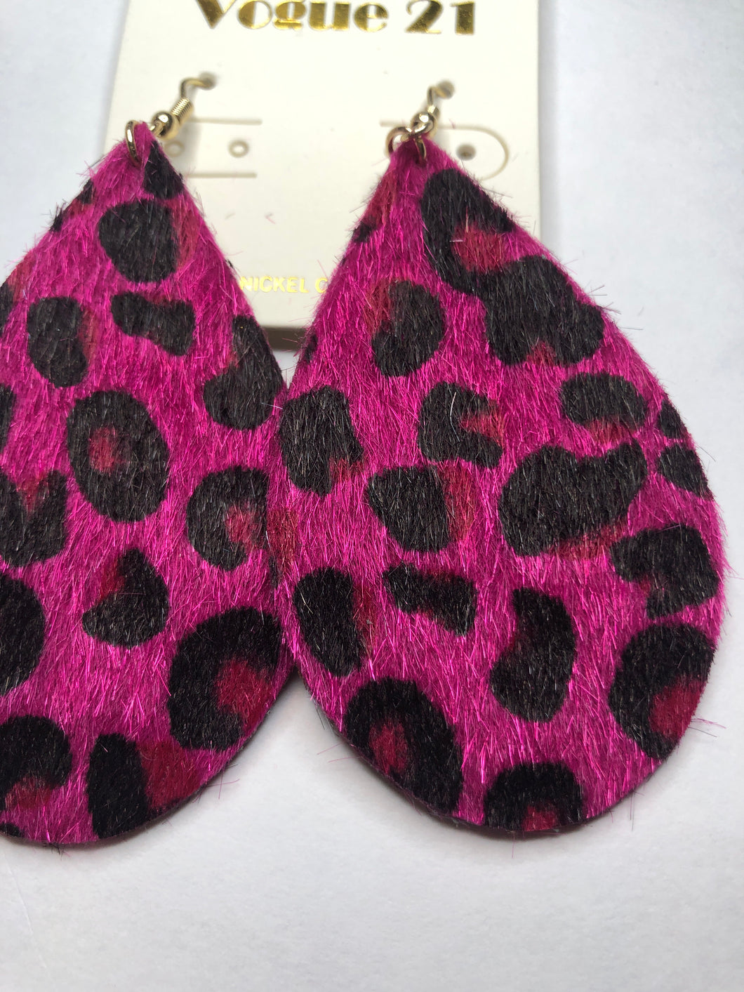 Pink cheetah earrings