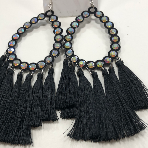 Black tassel earrings large