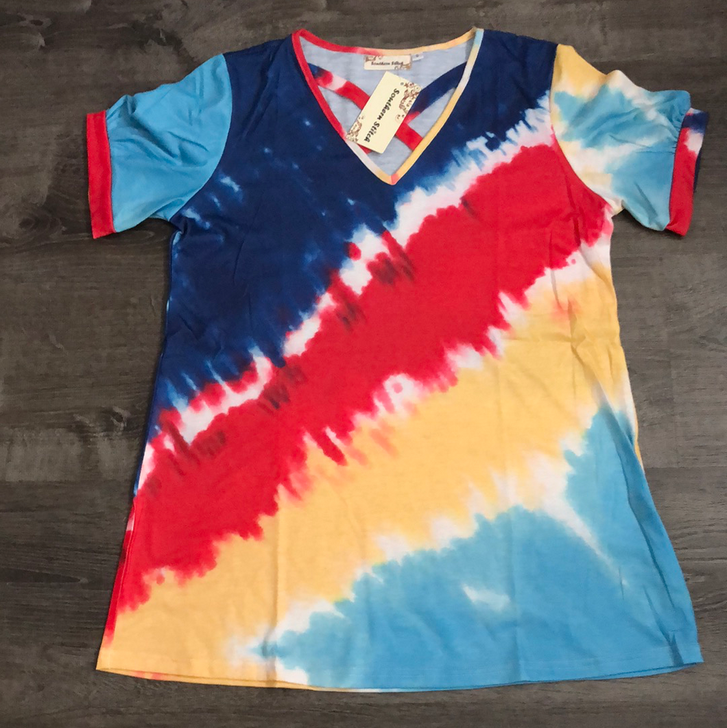 137 Tie dye crisscross top