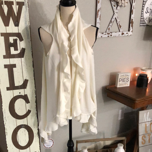 Creme ruffle sweater kimono