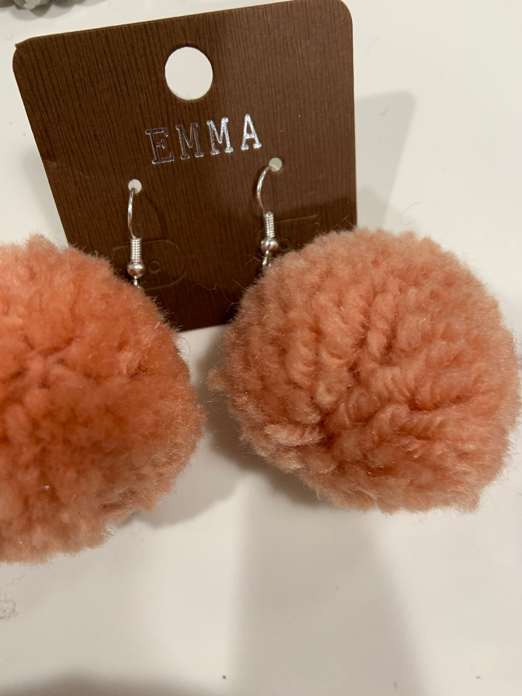 Egg shells Pom Pom dangle earrings