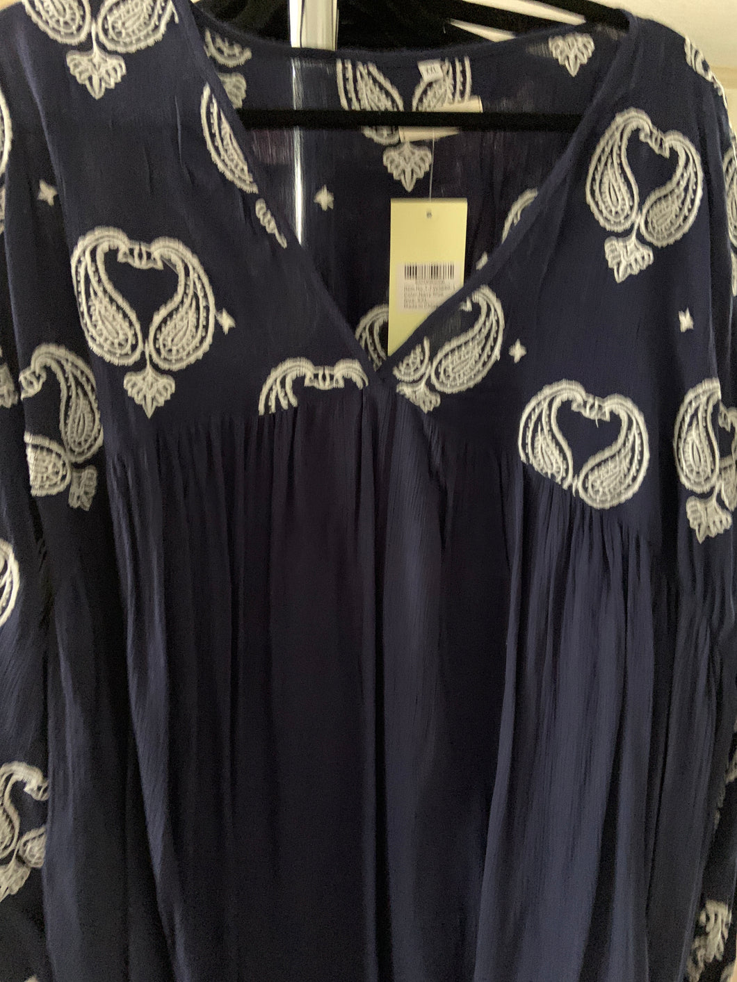 Navy blue southern states top with Paisley