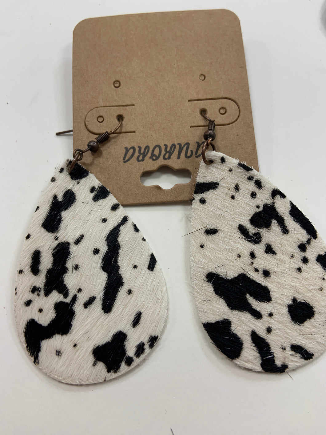 Cow print teardrop superlight earrings
