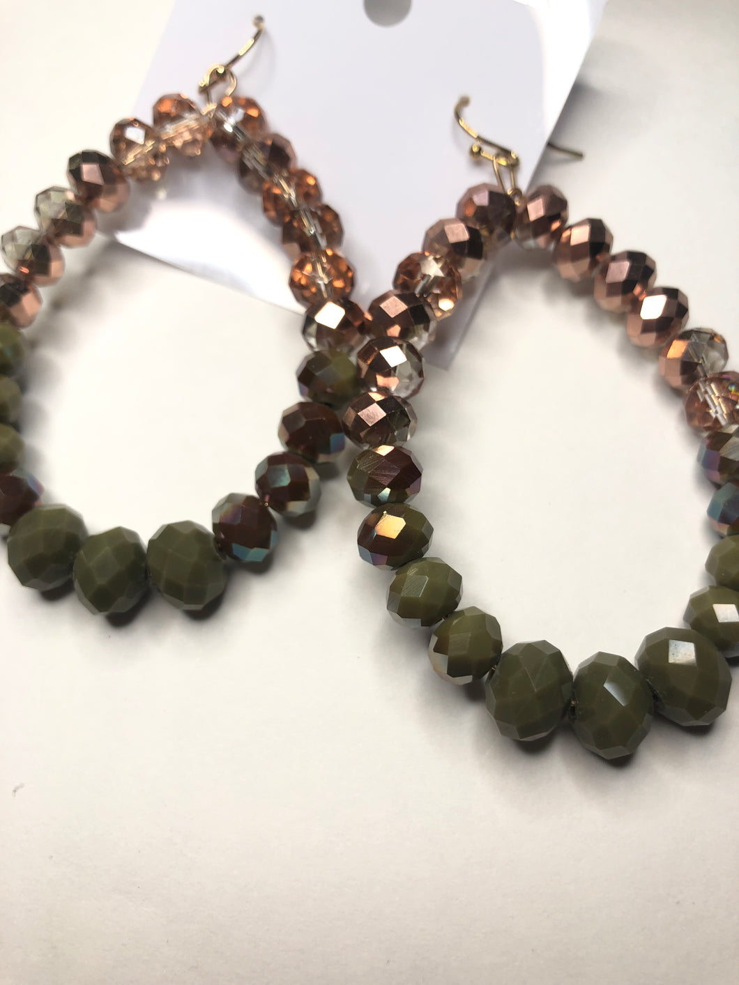 Rose gold/ green earrings