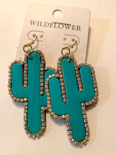 Earrings turquoise cactus
