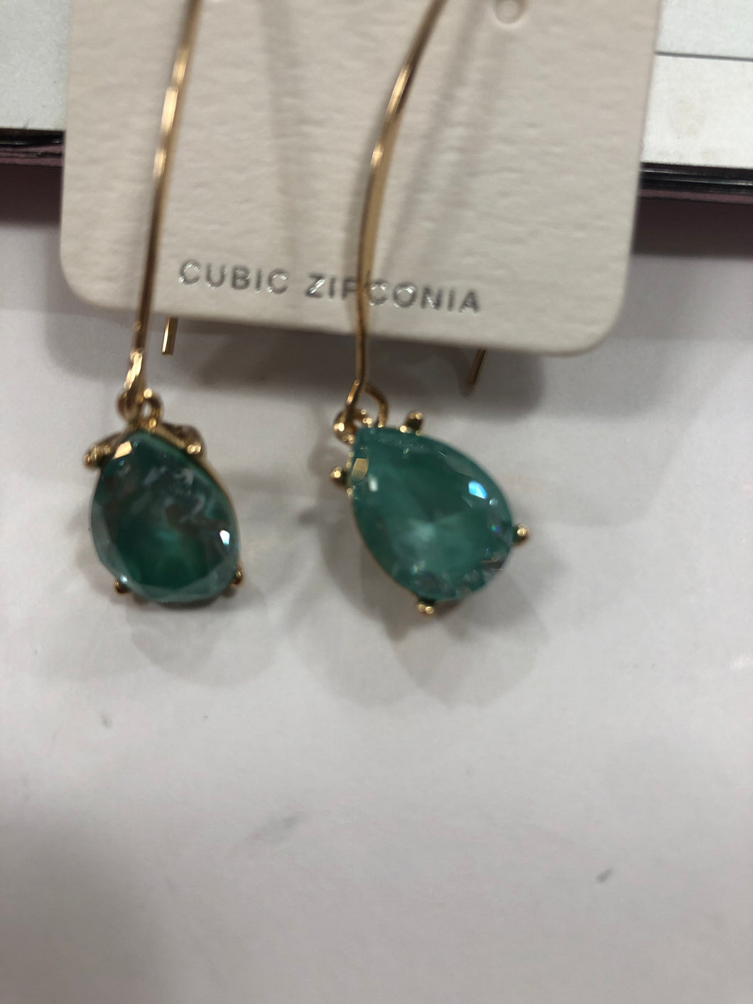 Mint lucent long hook earrings