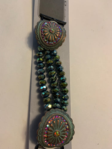 Beaded Apple Watch band with patina