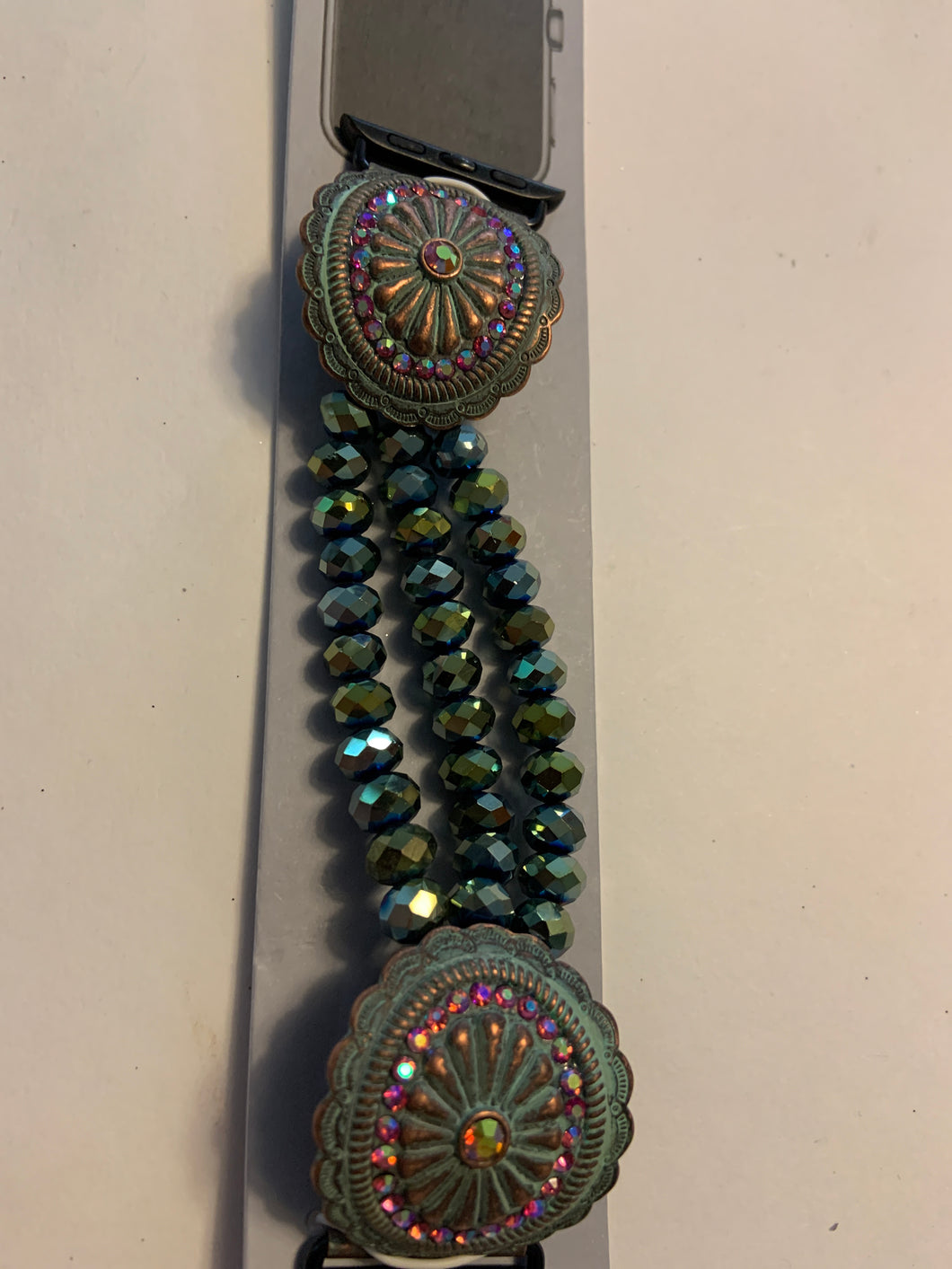 Beaded Apple Watch band with patina