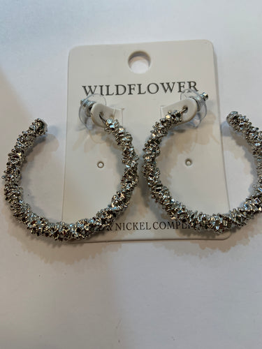 Twisted silver hoops earrings