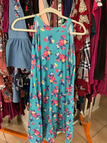 Floral tank dress with pockets