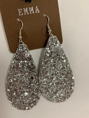 Silver bling teardrops earrings