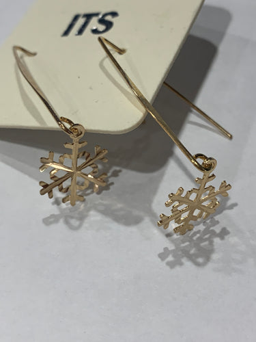 Gold toned snow flake earrings