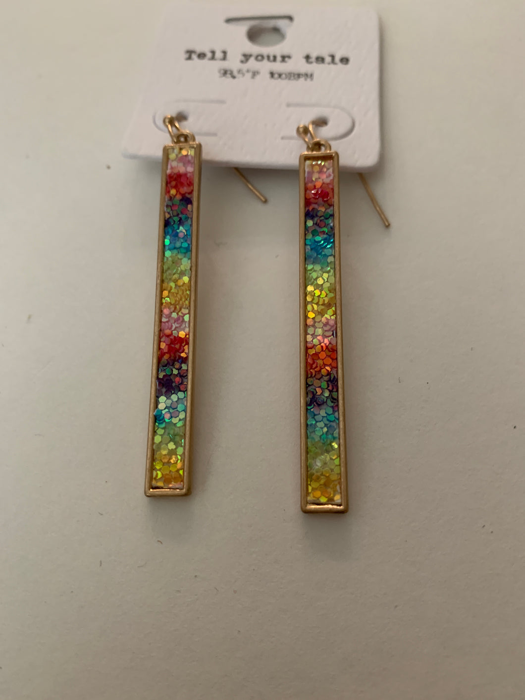 Earrings rainbow bling bar