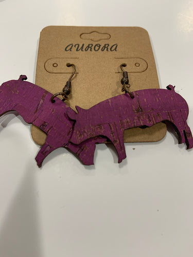 Purple pig earring