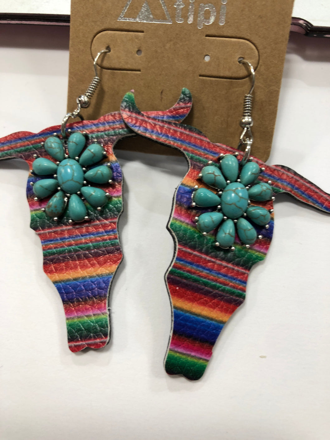 Bull serape with concho earrings