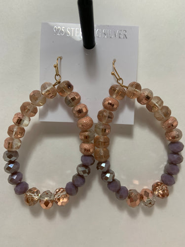 Gold and Purple iridescent beaded earrings1