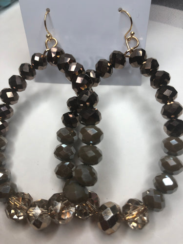 Brown/taupe gold ombré beaded earrings